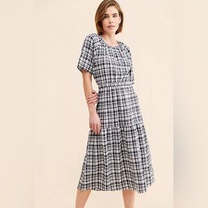 JUST Female Blue Plaid Cutout Dress